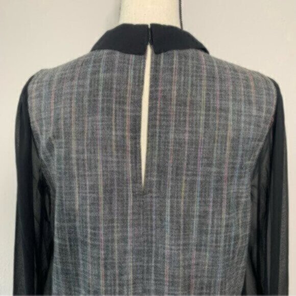 NWT BCBGeneration Black Sheer Sleeve Twill Plaid Pattern Dress - Picture 10 of 15